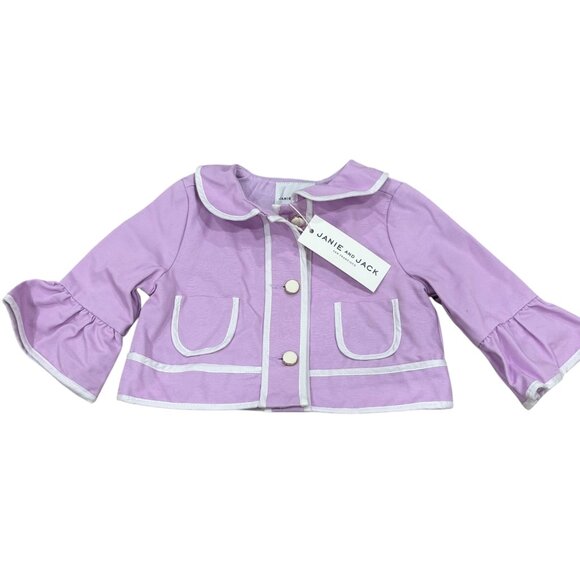 Janie And Jack Baby Girls Lilac Jacket With Pockets & Button Detail NWT 12-18 Mo - Picture 1 of 5